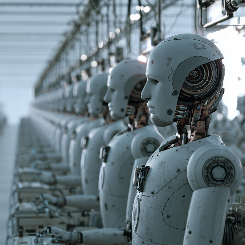 Photo illustration of many robots